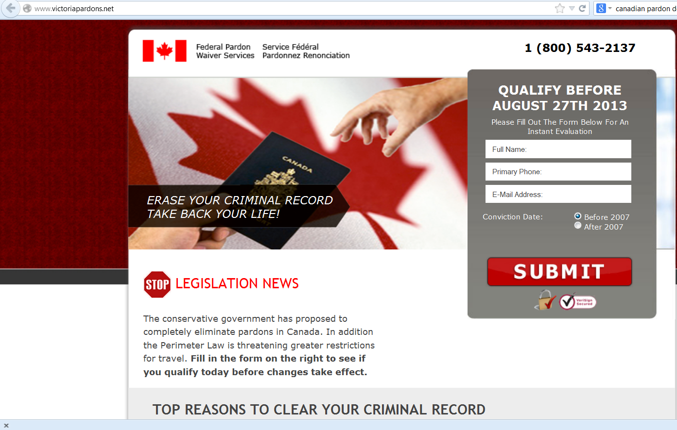 Federal Pardon and Waiver Services Website FPWS